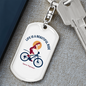 Life Is A Beautiful Ride Cycling Keychain Stainless Steel or 18k Gold Dog Tag Keyring-Express Your Love Gifts