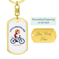 Life Is A Beautiful Ride Cycling Keychain Stainless Steel or 18k Gold Dog Tag Keyring-Express Your Love Gifts