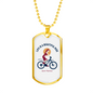 Life Is A Beautiful Ride Cycling Necklace Stainless Steel or 18k Gold Dog Tag 24"-Express Your Love Gifts
