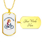 Life Is A Beautiful Ride Cycling Necklace Stainless Steel or 18k Gold Dog Tag 24"-Express Your Love Gifts