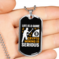 Life is a Game Crypto Necklace Stainless Steel or 18k Gold Dog Tag 24" Chain-Express Your Love Gifts