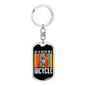 Life Is Better On A Bicycle Cycling Keychain Stainless Steel or 18k Gold Dog Tag Keyring-Express Your Love Gifts