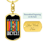Life Is Better On A Bicycle Cycling Keychain Stainless Steel or 18k Gold Dog Tag Keyring-Express Your Love Gifts