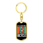 Life Is Better On A Bicycle Cycling Keychain Stainless Steel or 18k Gold Dog Tag Keyring-Express Your Love Gifts