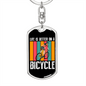 Life Is Better On A Bicycle Cycling Keychain Stainless Steel or 18k Gold Dog Tag Keyring-Express Your Love Gifts