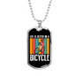Life Is Better On A Bicycle Cycling Necklace Stainless Steel or 18k Gold Dog Tag 24"-Express Your Love Gifts