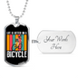 Life Is Better On A Bicycle Cycling Necklace Stainless Steel or 18k Gold Dog Tag 24"-Express Your Love Gifts