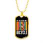 Life Is Better On A Bicycle Cycling Necklace Stainless Steel or 18k Gold Dog Tag 24"-Express Your Love Gifts