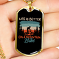 Life Is Better On A Mountain Bike Cycling Necklace Stainless Steel or 18k Gold Dog Tag 24"-Express Your Love Gifts