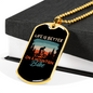 Life Is Better On A Mountain Bike Cycling Necklace Stainless Steel or 18k Gold Dog Tag 24"-Express Your Love Gifts