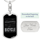 Life Is Better With A Bicycle Cycling Keychain Stainless Steel or 18k Gold Dog Tag Keyring-Express Your Love Gifts