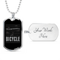 Life Is Better With A Bicycle Cycling Necklace Stainless Steel or 18k Gold Dog Tag 24"-Express Your Love Gifts
