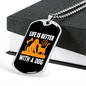 Life is Better With a Dog Orange Necklace Stainless Steel or 18k Gold Dog Tag 24" Chain-Express Your Love Gifts