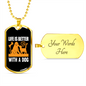 Life is Better With a Dog Orange Necklace Stainless Steel or 18k Gold Dog Tag 24" Chain-Express Your Love Gifts