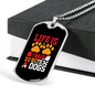 Life is Better With a Dog Paws Necklace Stainless Steel or 18k Gold Dog Tag 24" Chain-Express Your Love Gifts