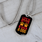 Life is Better With a Dog Red Paws Necklace Stainless Steel or 18k Gold Dog Tag 24" Chain-Express Your Love Gifts