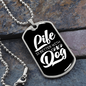 Life is Better With a Dog White Plain Necklace Stainless Steel or 18k Gold Dog Tag 24" Chain-Express Your Love Gifts