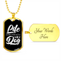 Life is Better With a Dog White Plain Necklace Stainless Steel or 18k Gold Dog Tag 24" Chain-Express Your Love Gifts