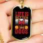 Life is Better With Dogs Head Necklace Stainless Steel or 18k Gold Dog Tag 24" Chain-Express Your Love Gifts