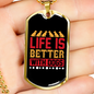 Life is Better With Dogs Red Necklace Stainless Steel or 18k Gold Dog Tag 24" Chain-Express Your Love Gifts