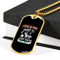 Life is Too Short White Necklace Stainless Steel or 18k Gold Dog Tag 24" Chain-Express Your Love Gifts