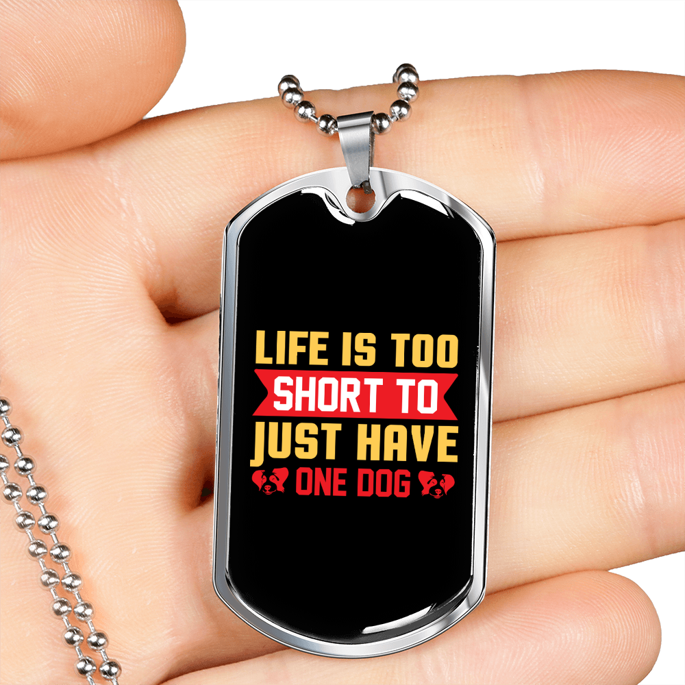 Life is Too Short Yellow Pink Necklace Stainless Steel or 18k Gold Dog Tag 24" Chain-Express Your Love Gifts