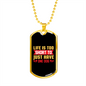 Life is Too Short Yellow Pink Necklace Stainless Steel or 18k Gold Dog Tag 24" Chain-Express Your Love Gifts