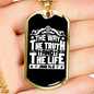 Life Truth Way Christian Necklace Stainless Steel or 18k Gold Dog Tag 24" Chain-Express Your Love Gifts