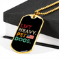 Lift Heavy Necklace Stainless Steel or 18k Gold Dog Tag 24" Chain-Express Your Love Gifts