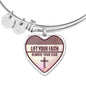 Lift Your Faith Heart Bangle Stainless Steel or 18k Gold 18-22"-Express Your Love Gifts