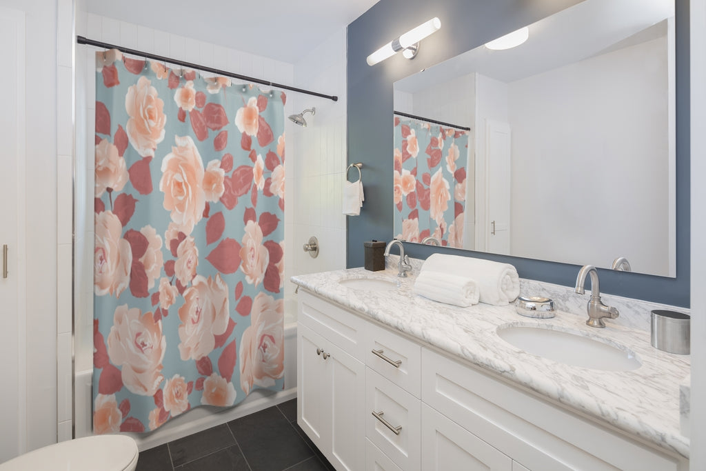 Light Pink Flowers Stylish Design 71" x 74" Elegant Waterproof Shower Curtain for a Spa-like Bathroom Paradise Exceptional Craftsmanship-Express Your Love Gifts