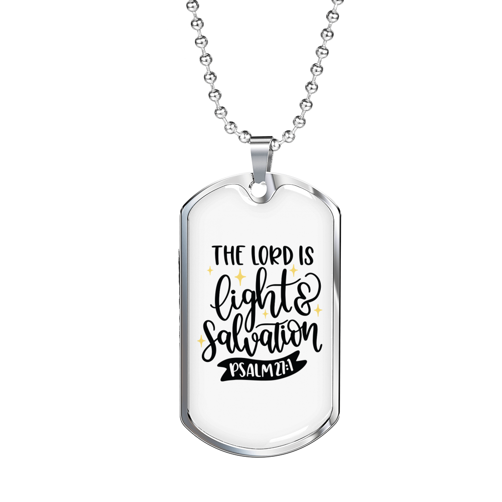 Lights Salvation Christian Necklace Stainless Steel or 18k Gold Dog Tag 24" Chain-Express Your Love Gifts