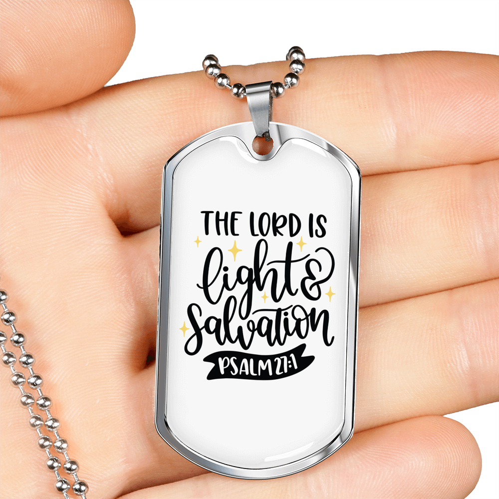 Lights Salvation Christian Necklace Stainless Steel or 18k Gold Dog Tag 24" Chain-Express Your Love Gifts