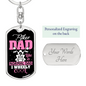 Like A Normal Dad Biker Keychain Stainless Steel or 18k Gold Dog Tag Keyring-Express Your Love Gifts