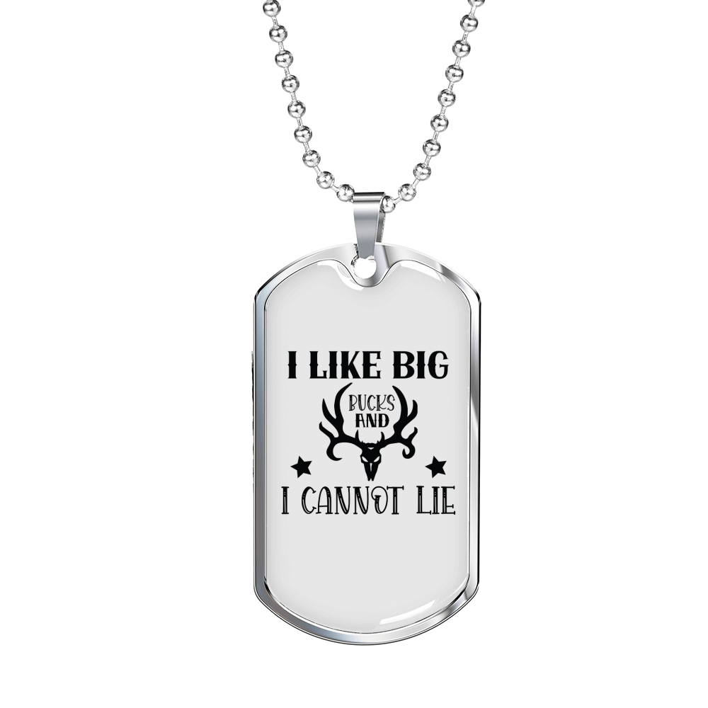 Like Big Bucks Necklace Stainless Steel or 18k Gold Dog Tag 24" Chain-Express Your Love Gifts