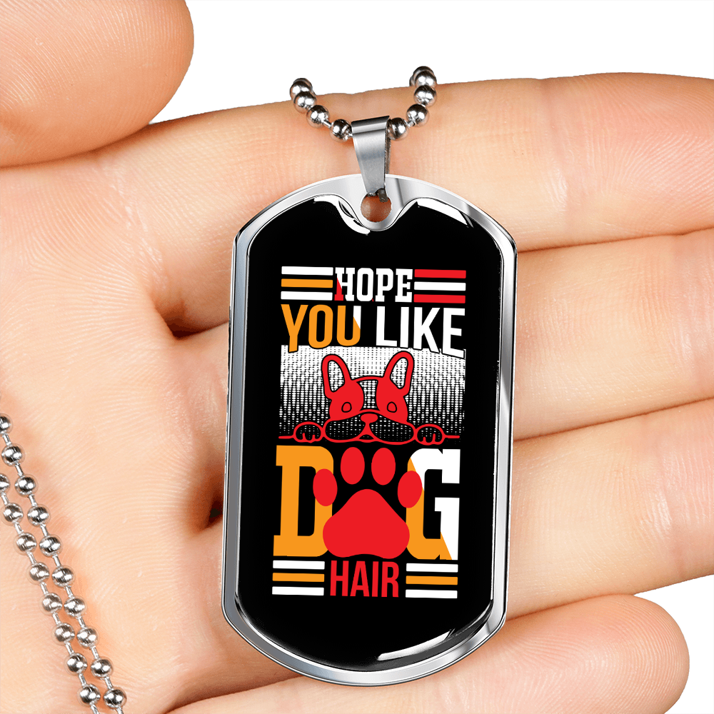 Like Dog Hair Necklace Stainless Steel or 18k Gold Dog Tag 24" Chain-Express Your Love Gifts