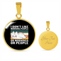 Like Morning People Cat Circle Necklace Stainless Steel or 18k Gold 18-22"-Express Your Love Gifts