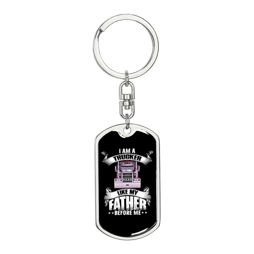 Like My Father Swivel Trucker Keychain Dog Tag Stainless Steel or 18k Gold-Express Your Love Gifts