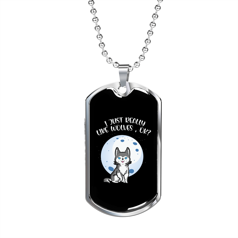 Like Wolves Necklace Stainless Steel or 18k Gold Dog Tag 24" Chain-Express Your Love Gifts