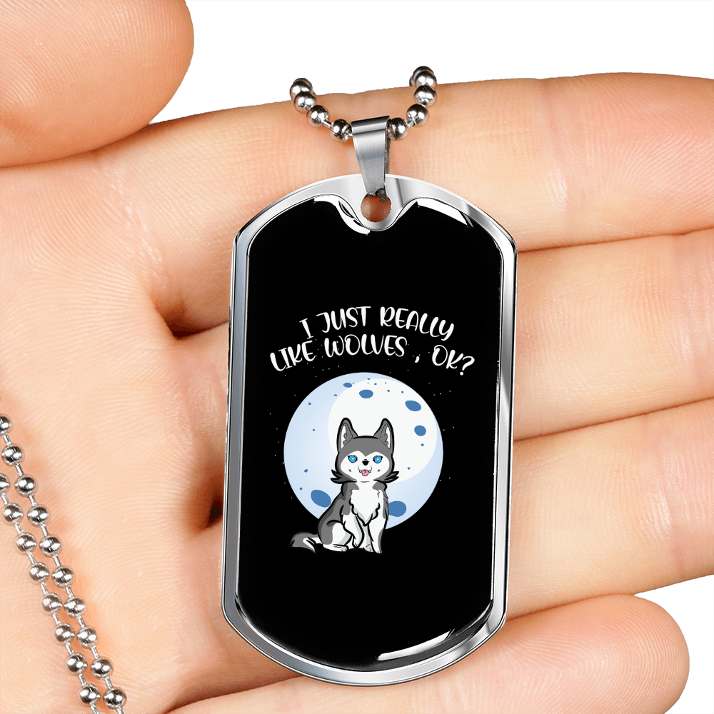 Like Wolves Necklace Stainless Steel or 18k Gold Dog Tag 24" Chain-Express Your Love Gifts