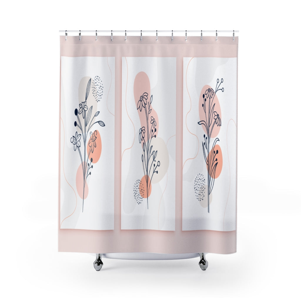Line Art Flowers Stylish Design 71" x 74" Elegant Waterproof Shower Curtain for a Spa-like Bathroom Paradise Exceptional Craftsmanship-Express Your Love Gifts