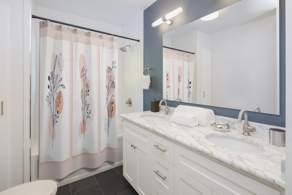 Line Art Flowers Stylish Design 71" x 74" Elegant Waterproof Shower Curtain for a Spa-like Bathroom Paradise Exceptional Craftsmanship-Express Your Love Gifts
