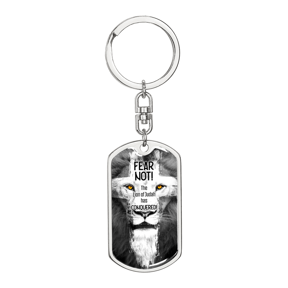 Lion Of Judah Swivel Keychain Dog Tag Stainless Steel or 18k Gold-Express Your Love Gifts