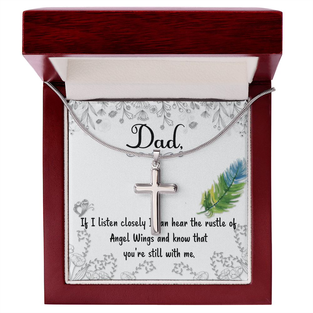 Listen Closely Dad Memorial Gift Dad Memorial Cross Necklace Sympathy Gift Loss of Father Condolence Message Card-Express Your Love Gifts