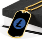 Litecoin Crypto Necklace Stainless Steel or 18k Gold Dog Tag 24" Chain-Express Your Love Gifts