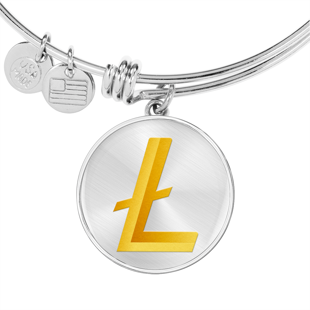 Litecoin Gold Bracelet Stainless Steel or 18k Gold Circle Bangle-Express Your Love Gifts