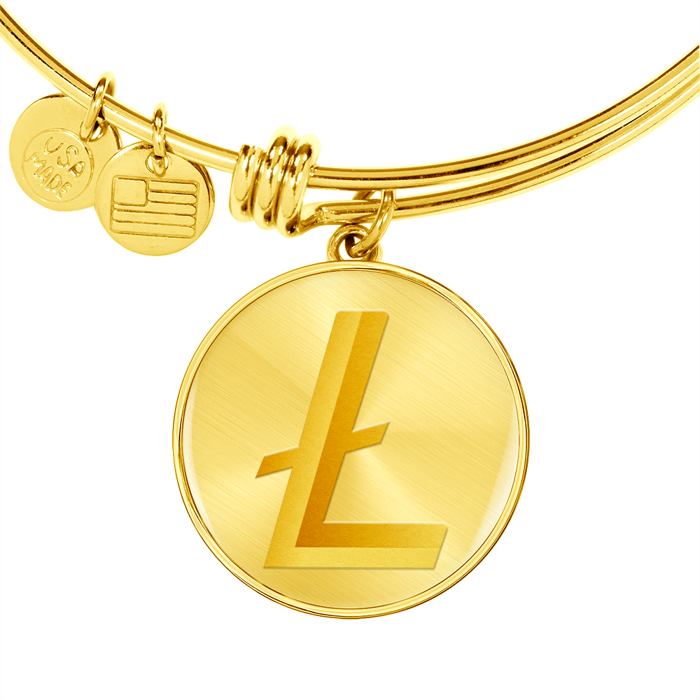 Litecoin Gold Bracelet Stainless Steel or 18k Gold Circle Bangle-Express Your Love Gifts