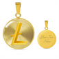 Litecoin Gold Circle Necklace Stainless Steel or 18k Gold 18-22"-Express Your Love Gifts