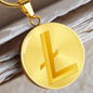 Litecoin Gold Circle Necklace Stainless Steel or 18k Gold 18-22"-Express Your Love Gifts