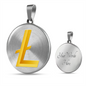 Litecoin Gold Circle Necklace Stainless Steel or 18k Gold 18-22"-Express Your Love Gifts